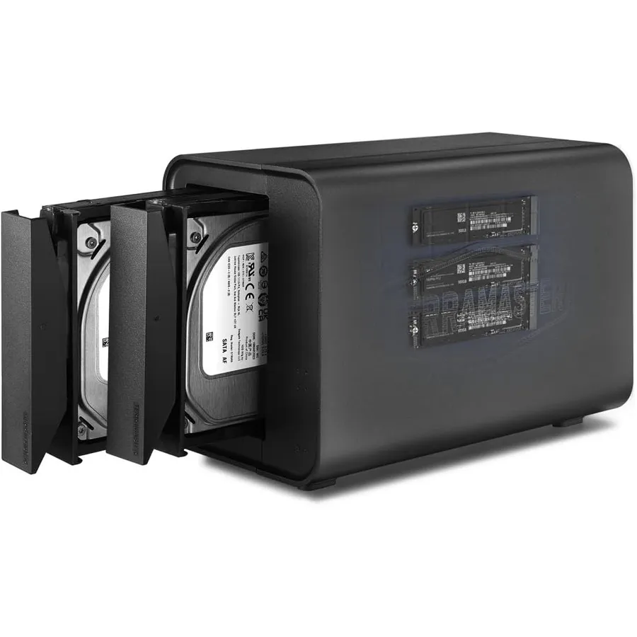 TERRAMASTER D5 Hybrid - Caja híbrida 2 discos duros + 3 SSD NVMe, USB 3.2 Gen 2 (sin discos)