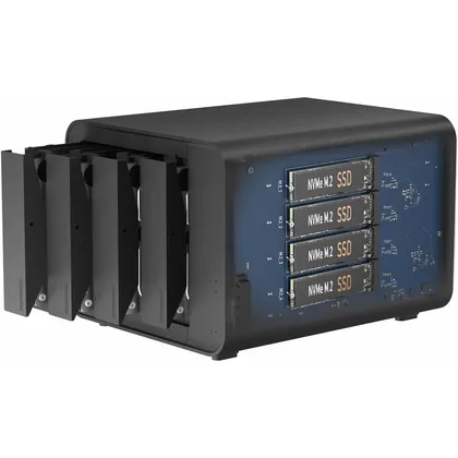TERRAMASTER D8 Hybrid - Caja híbrida de 8 bahías 4 discos duros + 4 SSD NVMe, USB 3.2 Gen 2