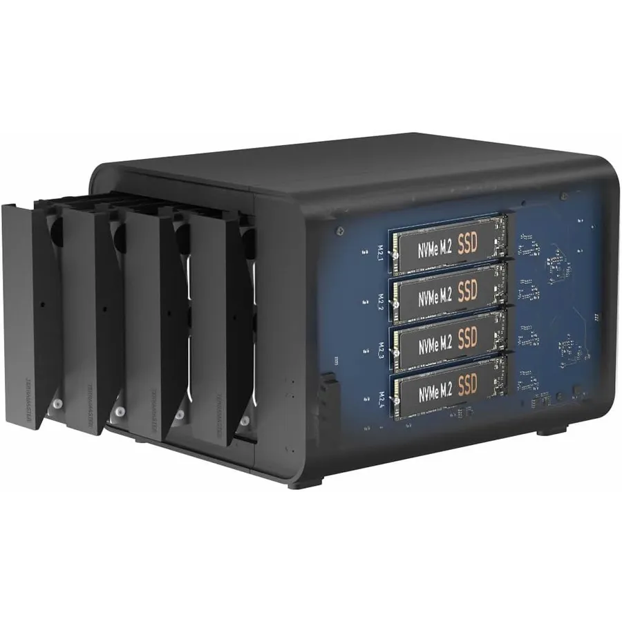 TERRAMASTER D8 Hybrid - Caja híbrida de 8 bahías 4 discos duros + 4 SSD NVMe, USB 3.2 Gen 2