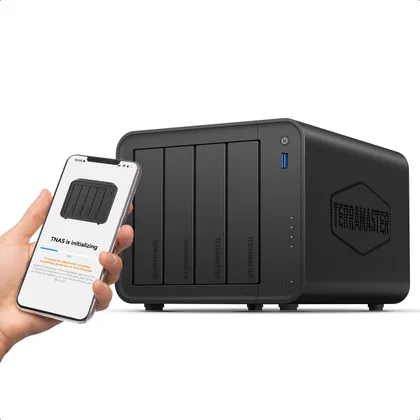 TERRAMASTER F4-425 - NAS de 4 bahías con procesador de 4 núcleos y 4 GB de RAM (sin discos)